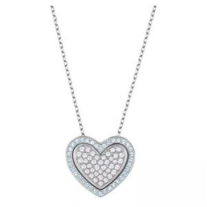 SWAROVSKI Ladies Cupid Aqua Blue Double Heart Crystal Pendant 5118810 Mom Wife